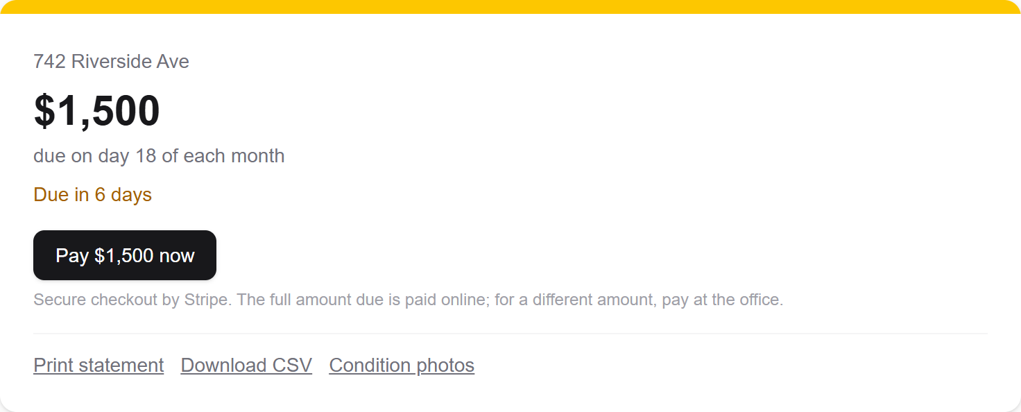 Tenant paying rent online